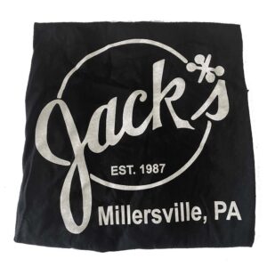 Women's Black Racerback Cropped Tank Top with Jack's Awesome Logo on front in White